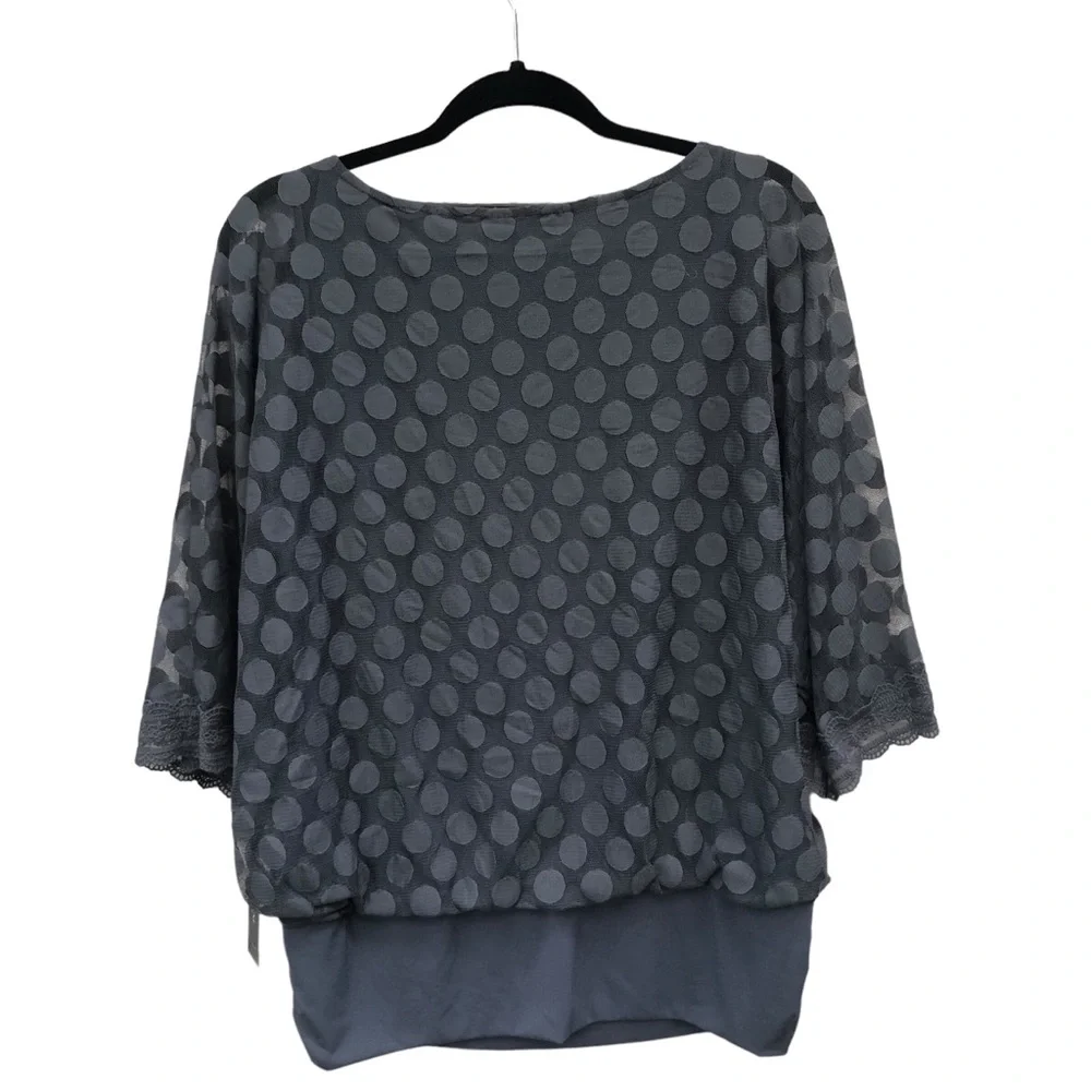Alfani Gray Sheer Circle Patterned Blouson Top size 1X - Picture 7 of 7